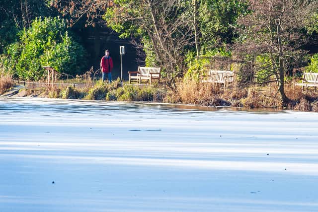Police in the Falkirk area are urging members of the public to stay off frozen ponds and canals. Picture: Ian Georgeson.