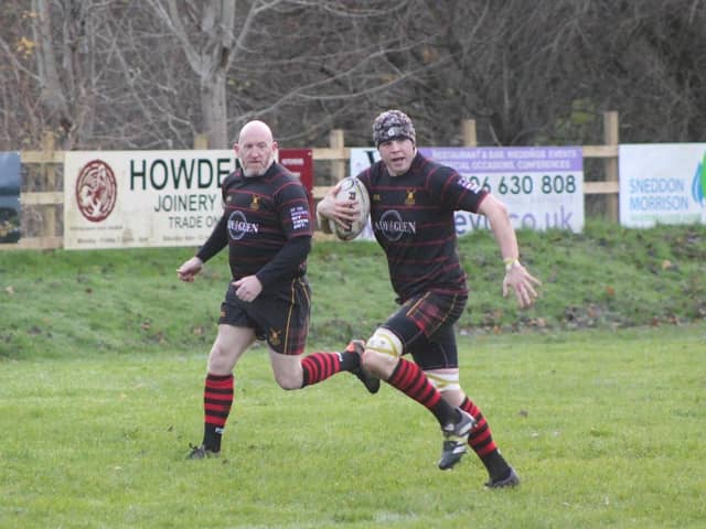 Stags’ Fraser Spence about to go over for a try (Pic Gordon Crossan)