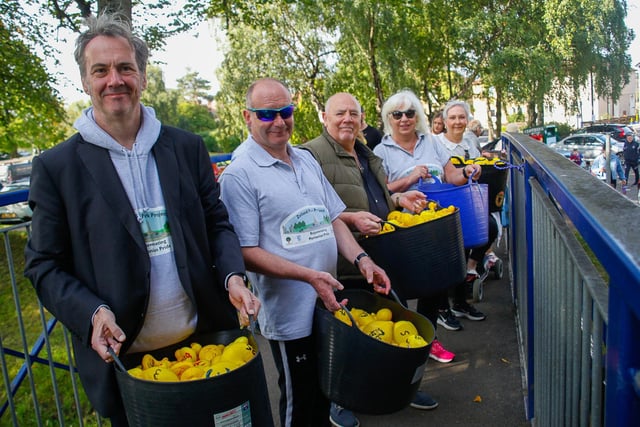 Friends of Zetland Park get ready for the off in this year's duck race