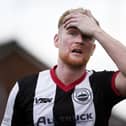 Dunipace forward Conor Kelly can't believe it after being sent off (Photo: Alan Murray)