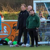 08/01/23 Central Girls v Rossvale Women, Womens Scottish Cup 4th Round Galaxy Sports Little Kerse Central Girls Manager Joe Kerr (in green)