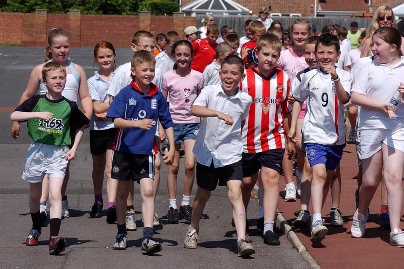 Pupils from Harton Junior School were contributing to a Million Mile Challenge when they were pictured in this walking scene in 2005. Can you spot someone you know?