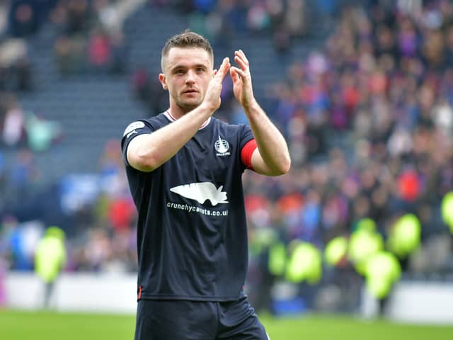 29-04-2023. Picture Michael Gillen. GLASGOW. Hampden Park. Falkirk FC v Inverness Caledonian Thistle FC. 2023 Scottish Cup semi-final. Stephen McGinn 4 at the end of the game.