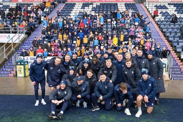 Over 130 Junior Bairns took part in player-led drills and meeting the team at the Falkirk Junior Bairns coaching day recently.  (Pics: Ian Sneddon)