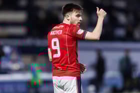 KIRKCALDY, SCOTLAND - JANUARY 25: Falkirk's Ross MacIver during a William Hill Championship match between Raith Rovers and Falkirk at Stark's Park, on January 25, 2025, in Kirkcaldy, Scotland. (Photo by Mark Scates/SNS Group)