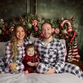 Little Myla Duffey spent her first Christmas in hospital but this year is back home with mum and dad, Laura  and Liam. Pic: Andrea Osborne Photography