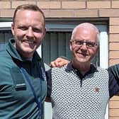 Scott Russell with Scott and Irvine, the two paramedics who saved his life in 2016 after he suffered a cardiac arrest