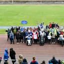 Participants in the Scottish Disability Sport National Junior Athletics event at Grangemouth Stadium as part of the Relay Your Way events.