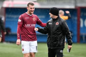 Andy Munro and Stenny assistant manager Kevin McGoldrick earlier this season