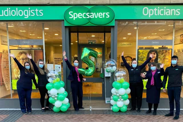Specsavers staff mark five years in Grangemouth
