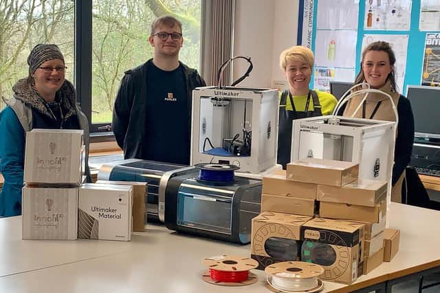 Stirling University has donated two 3D printers and loaned two more to help Larbert High School's PPE production line
