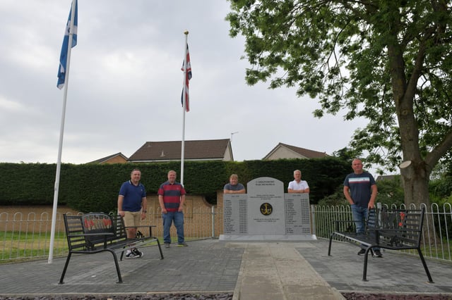 From left: Gordon Walker, Carronshore Heritage Forum committee member; Colin Wilson, treasurer; Craig Martin, secretary; John McLuckie, chairman; and Stewart Wright, committee member. Picture: Michael Gillen.