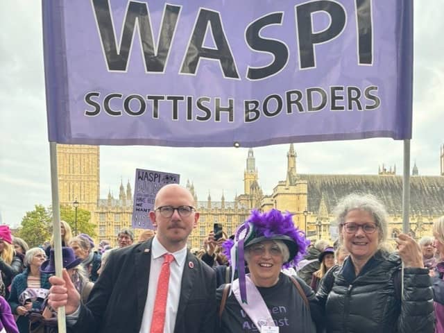Brian Leishman MP with WASPI women at a London rally. Pic: Contributed