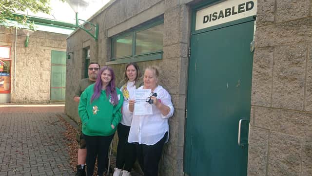 Willie Stewart, Kiera Young, Pamela Young and June Ramage are some of 'the Loo Crew' looking to reopen the public toilets in Grangemouth. (Picture: LDRS)
