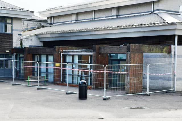 The school's dining area and a section of the playground are now cordoned off following the incident
(Picture: Michael Gillen, National World)