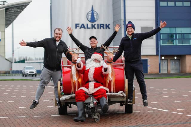 Santa and Falkirk Round Table's sleigh run convener David Young, chairman Gregor McDonald and depute secretary Chris Scott team up yet again to raise cash for good causes