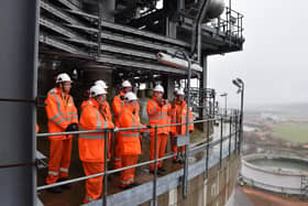 Members of the Scottish Parliament's economy and fair work committee get a brid's eye view of the Ineos site during their visit