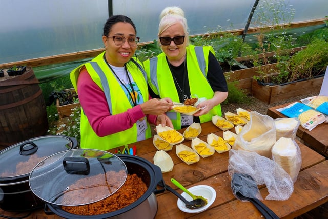 Liz and Claudine were on hand to feed everyone chilli.