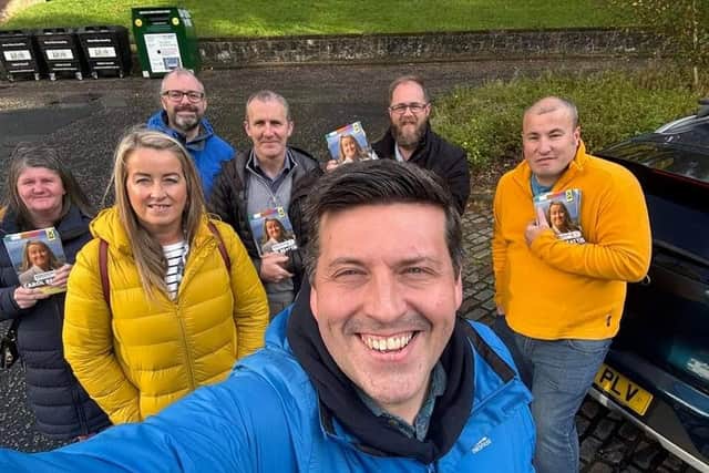Jamie Hepburn, MSP for Cumbernauld and Kilsyth, joins SNP activists on the campaign. Pic: Contributed