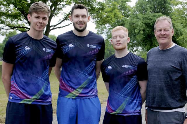 From left, Fraser Malcolm, Ali Fraser and Jonny Bunyan pictured with Fury head coach John Bunyan
