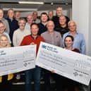 Pictured with members are, left to right, Charlotte Gilbert, Marie Curie,community fundraiser in Fife and Forth Valley; Steven Barton, chairman Round Table 41 Club; and Sarah West, Alzheimer's Scotland service administrator coordinator Forth Valley. Pic: Michael Gillen