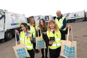 Three Falkirk Council recycling lorries have received makeovers thanks to the artwork of school pupils Aminah, Sara and Ruby