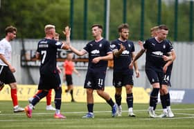 Craig McGuffie celebrates his goal against Clyde (Photo: Michael Gillen)