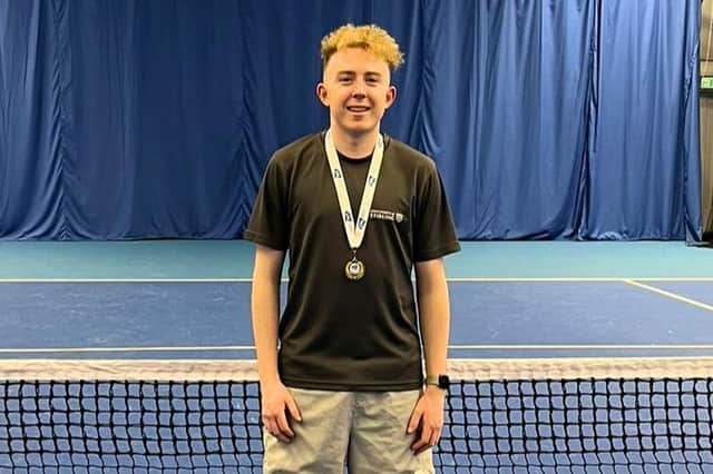 Rumford's Tim Goldie was the inaugural winner of the men's open at Oriam's new indoor tennis centre (Photo: Submitted)