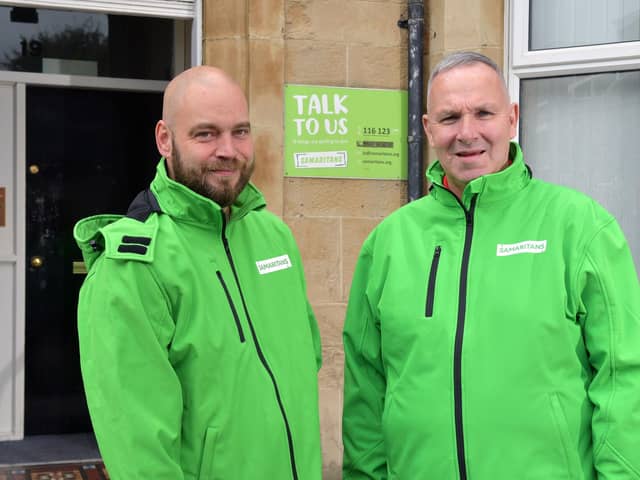 Michael Thompson, Falkirk branch director, and Kennedy McNicol, fundraiser, will begin their walk along the West Highland Way on Thursday. Pic: Michael Gillen