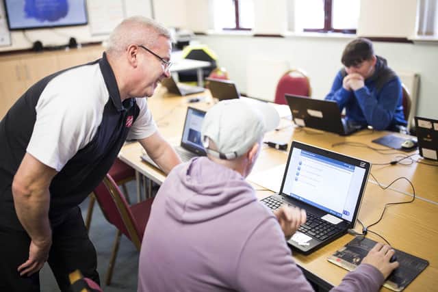 Salvation Army learning and employability adviser Gavin Smith helps people towards their CSCS card
(PIcture: Submitted)