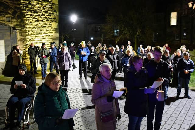 Hundreds of people turned out for the Ukraine peace vigil in Falkirk town centre