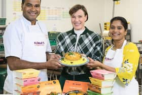 Praveen (left) and his wife Swarna (right) pictured with Ashley Connolly, Asda's Buying Manager for