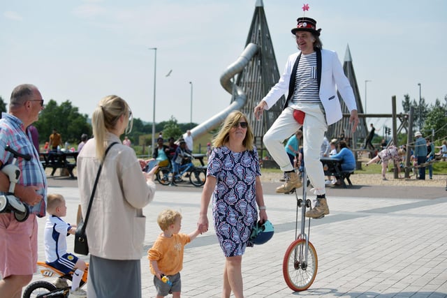 The Urban Circus Unicyclists were out to entertain those who attended