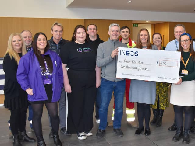 Representatives from Ineos and the charities who received the donations. Pic: Contributed
