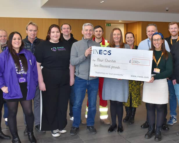 Representatives from Ineos and the charities who received the donations. Pic: Contributed