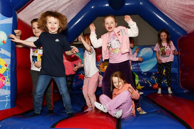 Once again the bouncy castle was proving a big hit - this time with the P2 class.