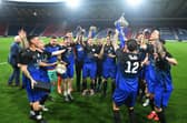 Steins Thistle celebrate their 3-1 Only Sport Scottish Amateur Cup final win at Hampden (Photo: Michael Gillen)