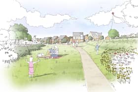 Artist's impression of the proposed residential area at Gilston Park
