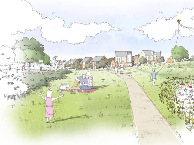 Artist's impression of the proposed residential area at Gilston Park