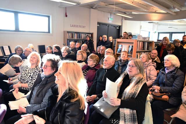 It was standing room only at the packed meeting  in Larbert library