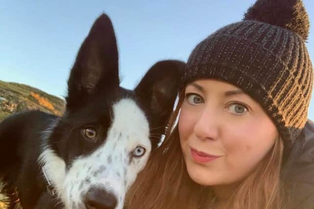 Zara Brodie and her dog Gunner, who spent four hours rescuing an octopus stranded near Bo'ness harbour.