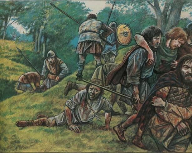 The Scots retreating from the battlefield at the Battle of Falkirk are depicted here.  (Pic: Contributed)
