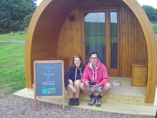 Kid-free zone: Morag Sallabanks and her husband Jonny at their glamping site