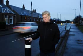 Alastair Fairley has concerns about speeding traffic and feels road calming measures aren't sufficient (Pic Michael Gillen)
