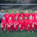 Dunipace Ladies FC squad with manager Gillian Lynn and first team coach Dan Mcmenamy (Submitted pics)