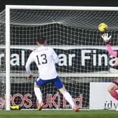 Rory McAllister scores the second goal of the match (Pics Michael Gillen)