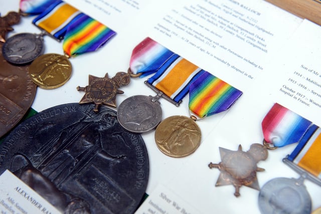 A collection of war medals.