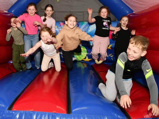 There were celebrations at Westquarter Primary on the last day of term after the school earned UNICEF's Silver Rights Respecting Schools Award.  Here the P4 class celebrate.  (Pic: Michael Gillen)