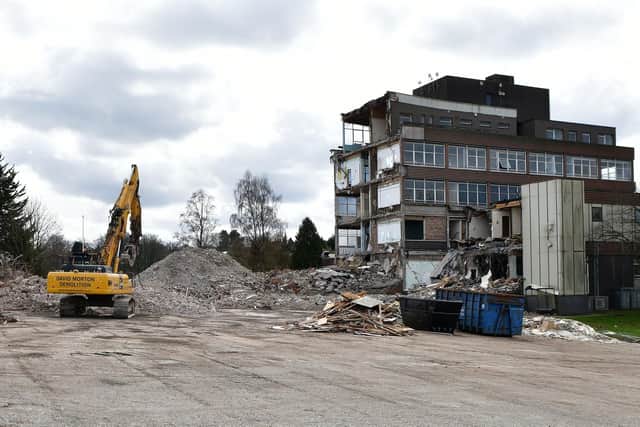 Demolition of the former Falkirk Council Municipal Building on West Bridge Street continues.