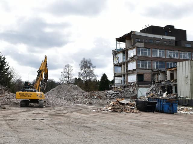 Demolition of the former Falkirk Council Municipal Building on West Bridge Street continues.